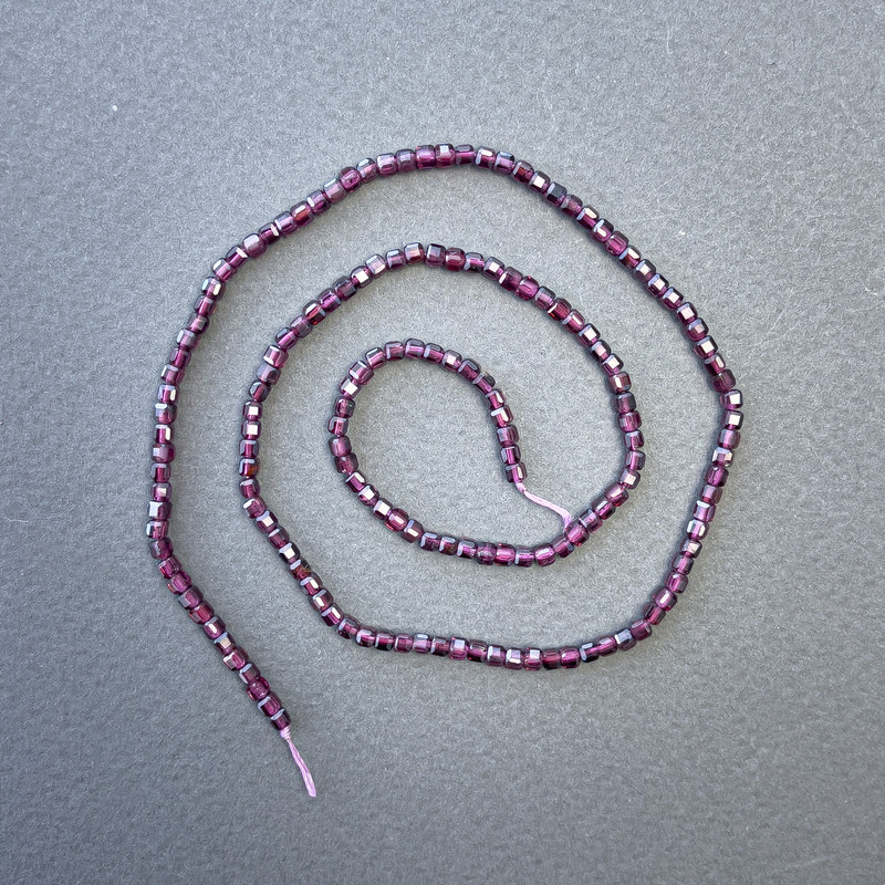 Tourmaline Natural Stone Cube Beads on a Thread, diameter 2.5x2.5mm+/-, length 39cm+