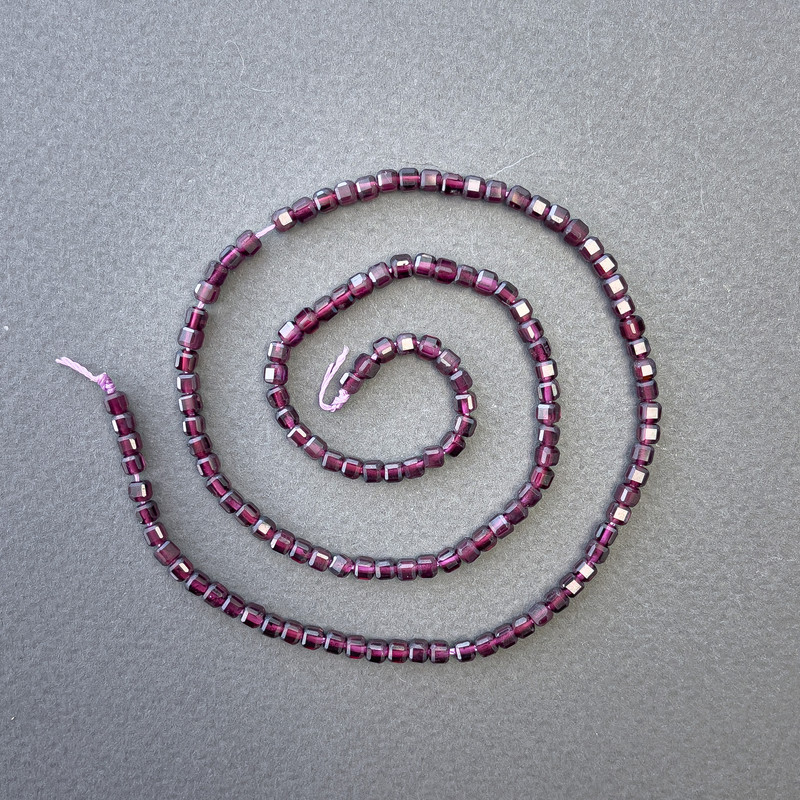 Tourmaline Natural Stone Cube Beads on a Thread, diameter 3x3mm+/-, length 40cm+