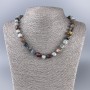 Assorted Natural Stone Necklace, Faceted Cube, Diameter 9x9mm+/-, Length 50cm+