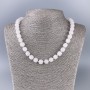 Rose Quartz Natural Stone Necklace, Faceted Cube, Diameter 9x9mm+/-, Length 50cm+