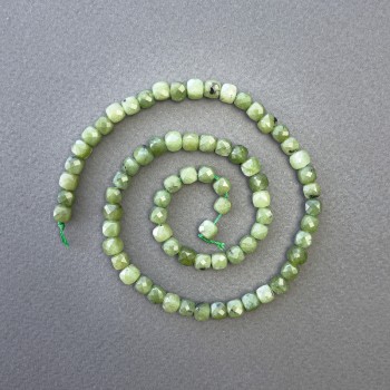 Jadeite Natural Stone Beads, Faceted Cube, Diameter 5x5mm+/-, Length 38cm+/- on a Strand