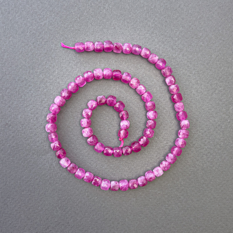 Tourmaline Beads Natural Stone Faceted Cube, diameter 5x5mm+-, length 38cm+- on a strand