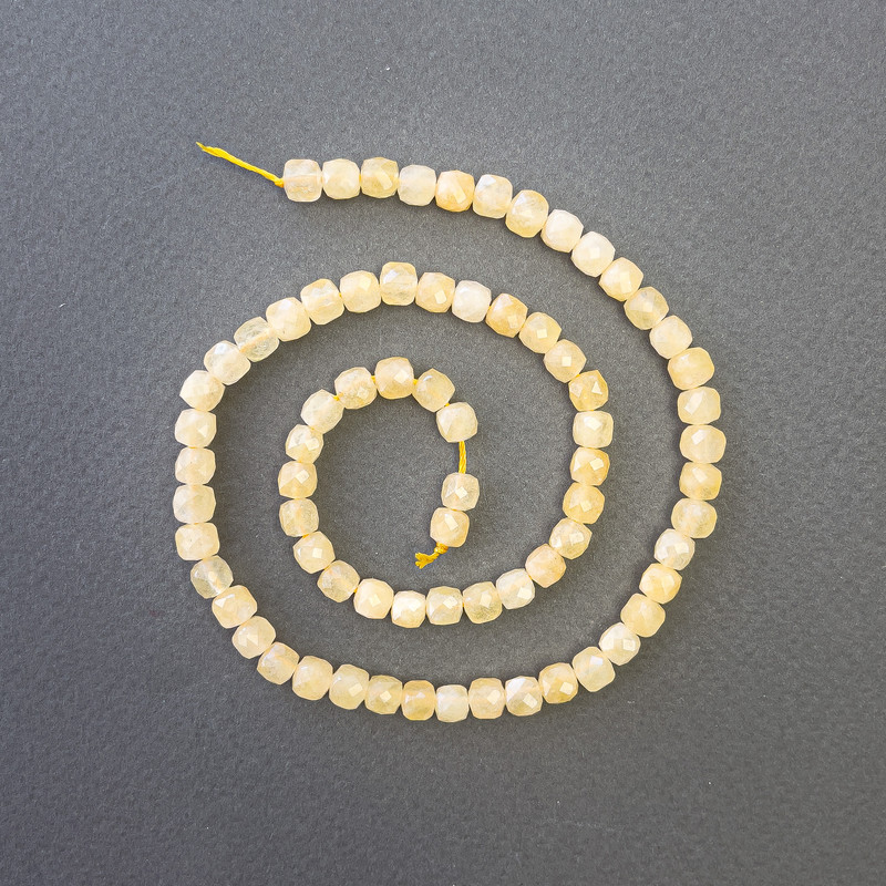 Citrine Beads Natural Stone Faceted Cube, diameter 5x5mm+-, length 39cm+- on a strand