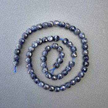 Iolite Beads Natural Stone Faceted Cube, diameter 6x6mm+-, length 39cm+- on a strand