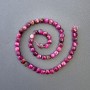 Raspberry Tiger Eye Beads (toned), natural stone faceted cube, diameter 7x7mm+-, length 39cm+- on a strand