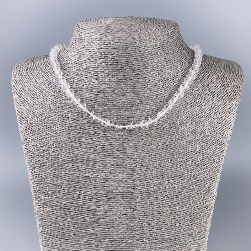 Rock Crystal Necklace, Faceted Cube, Diameter 5.5x5.5mm+-, Length 48cm+