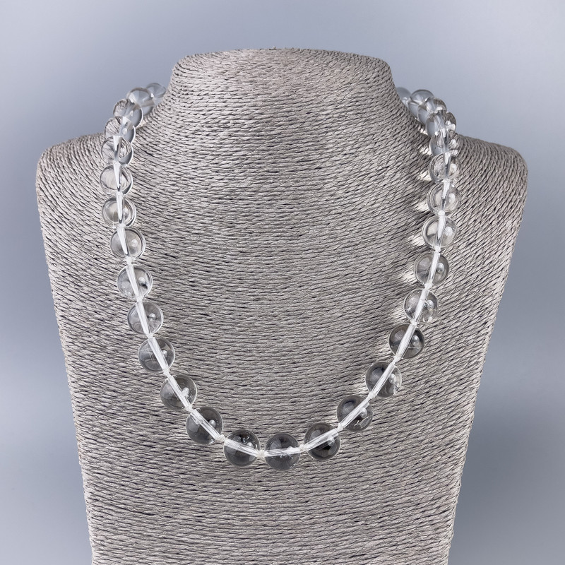 Rock Crystal Necklace, smooth round beads, diameter 12.5mm+/-, length 45cm+