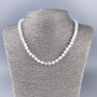 White Quartz (Acrylic) Necklace, Smooth Ball, diameter 6.5mm+/-, length 47cm+