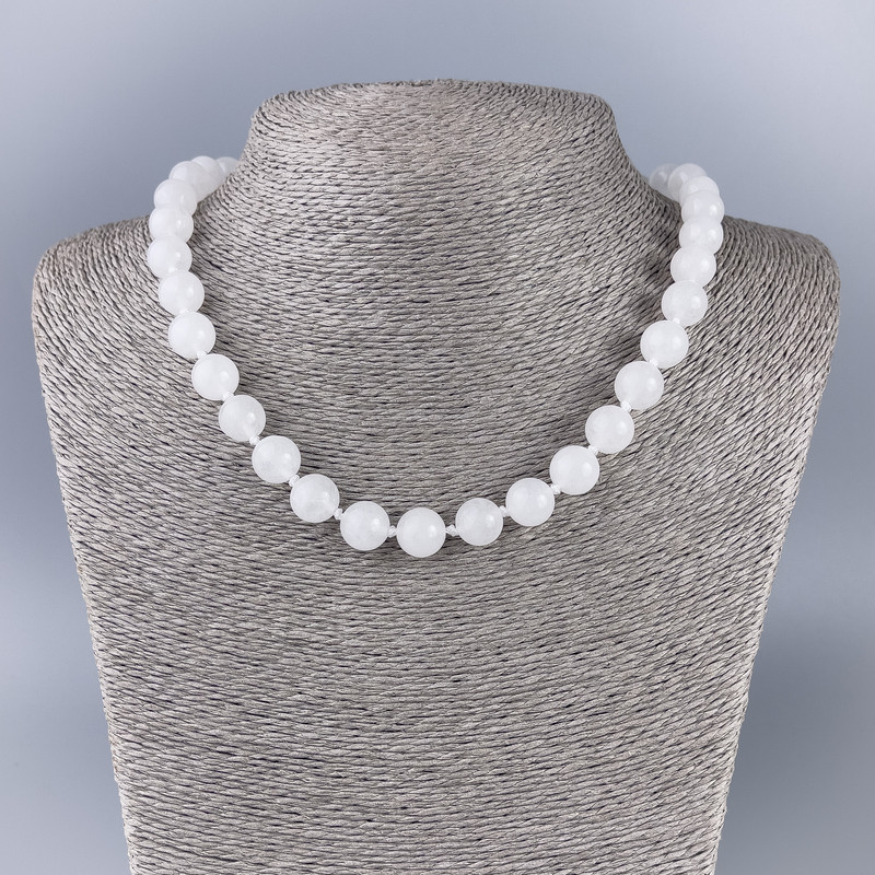 White Quartz (Acrylic) Necklace, Smooth Ball, diameter 10.5mm+/-, length 45cm+