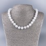 White Quartz (Acrylic) Necklace, Smooth Ball, diameter 10.5mm+/-, length 45cm+