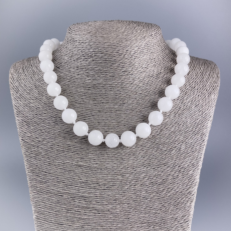 White Quartz (Acrylic) Necklace, Smooth Ball, diameter 12mm+/-, length 45cm+