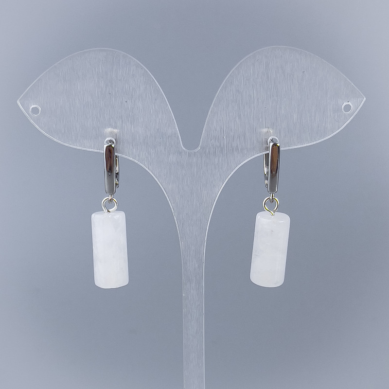 Rock Crystal Cylinder Earrings, diameter 17x8mm+/-, English lock, length 35mm+