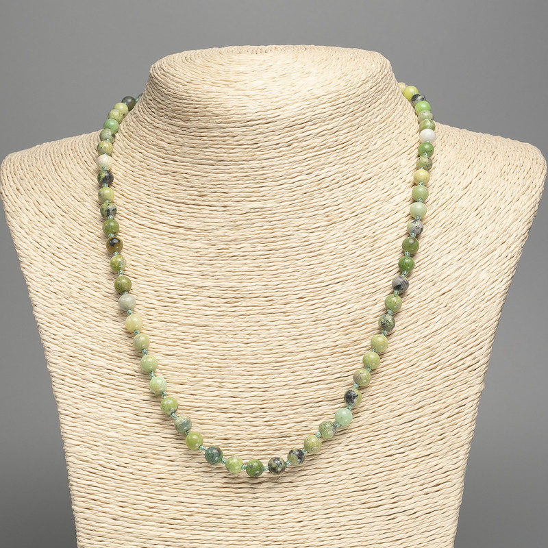 Australian Jadeite Necklace (Acrylic) Smooth Round, diameter 6mm+/-, length 50cm+