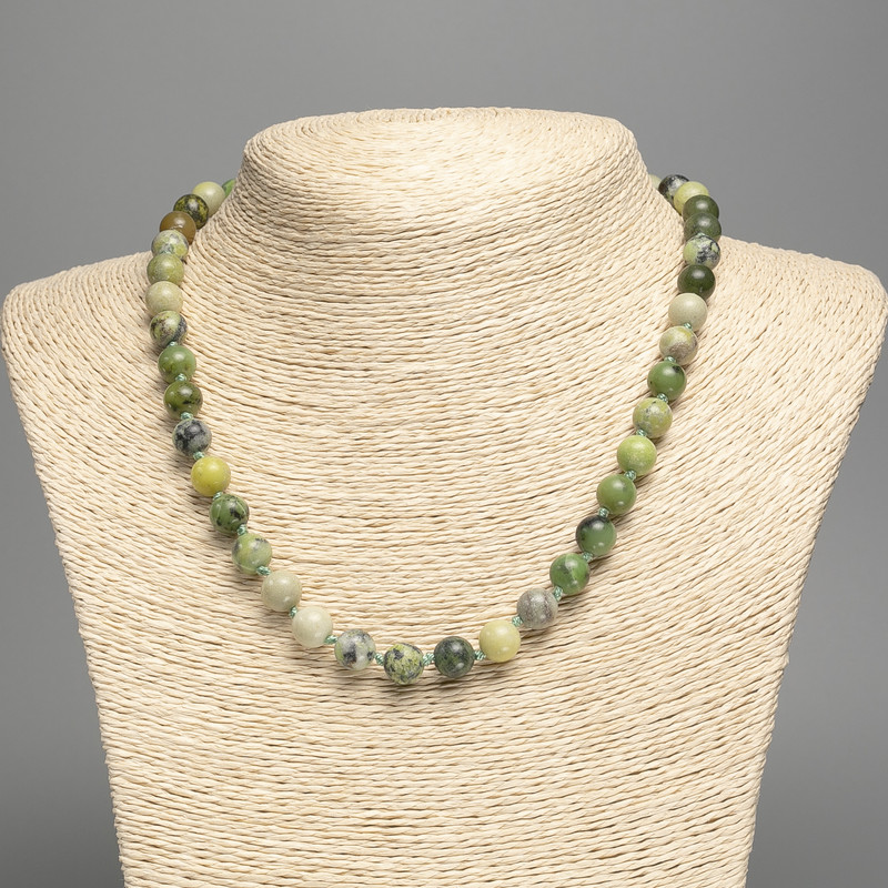 Australian Jadeite Necklace (Acrylic) Smooth Round, diameter 8.5mm+/-, length 49cm+