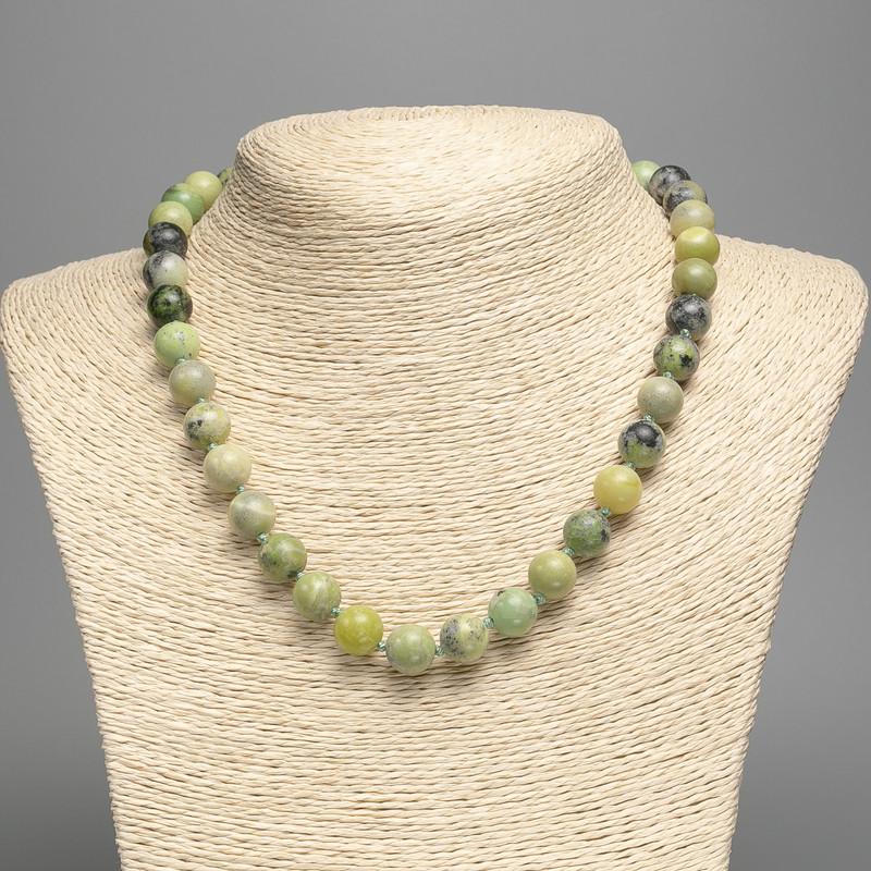 Australian Jadeite Necklace (Acrylic) Smooth Round, diameter 10.5mm+/-, length 48cm+