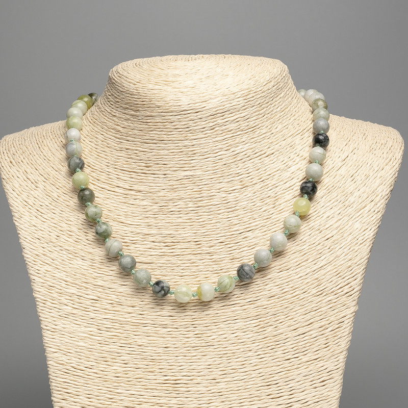 Ophite Necklace (Acrylic) Smooth Round, diameter 8.5mm+/-, length 48cm+