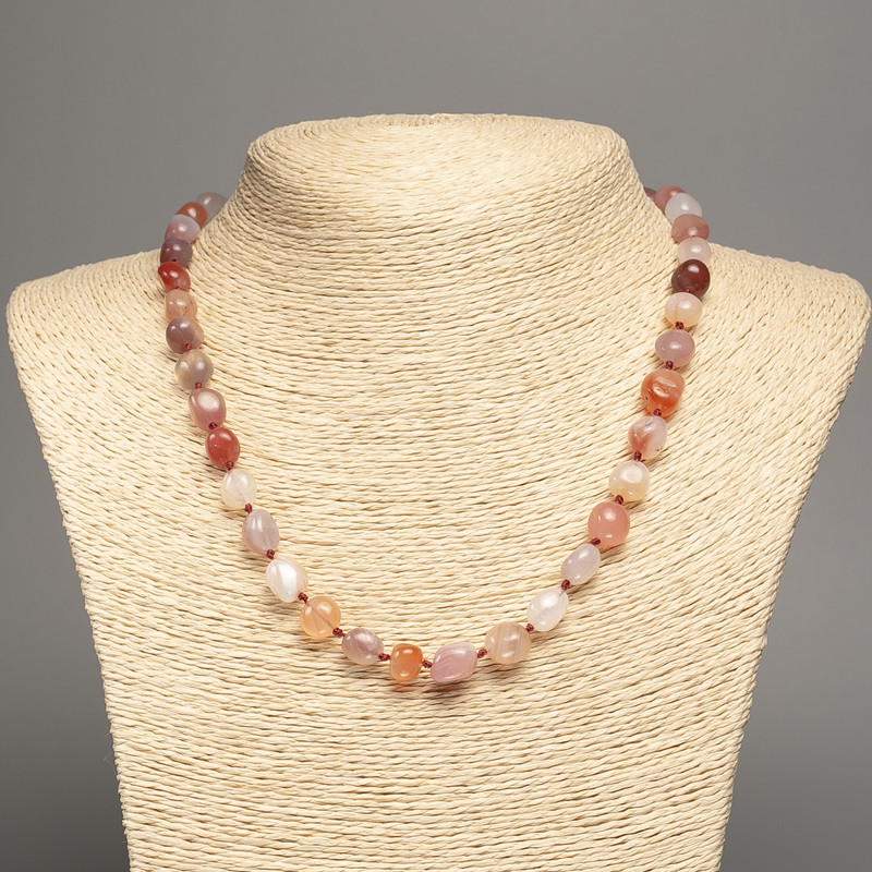 Carnelian Natural Stone Necklace, Tumbled, diameter 10x9mm+/-, length 48cm+