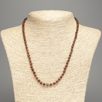 Brown Garnet Necklace, Natural Stone Faceted Cube, Diameter 4x4mm+-, Length 46cm+