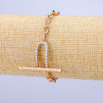 Bracelet Xuping 18K Gold Plating with white crystals, thickness 5mm + -, length 18cm +