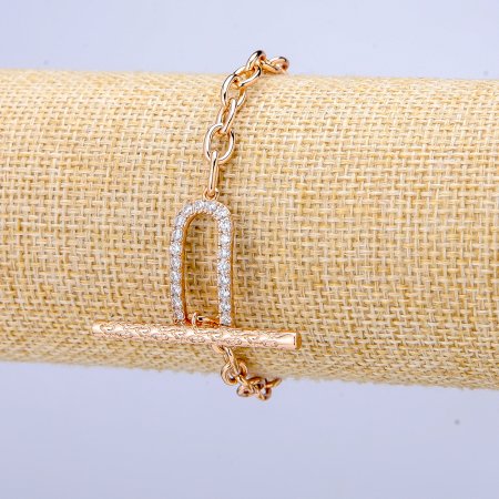 Bracelet Xuping 18K Gold Plating with white crystals, thickness 5mm + -, length 18cm +