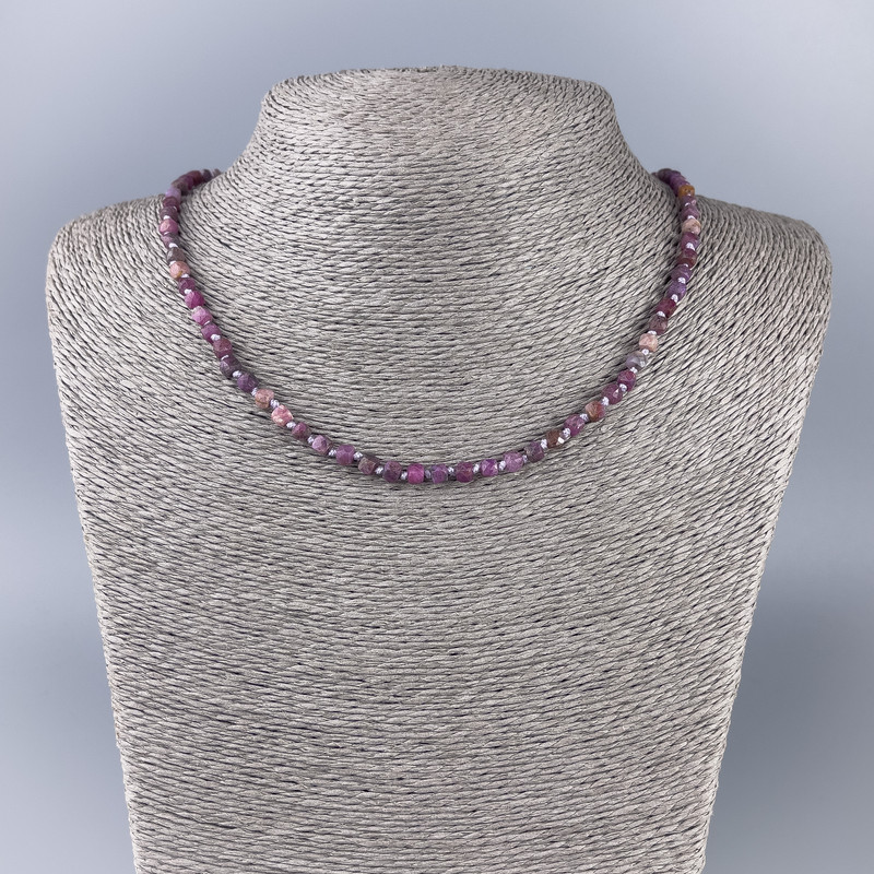 Tourmaline Necklace, Natural Stone Faceted Cube, Diameter 4x4mm+-, Length 50cm+