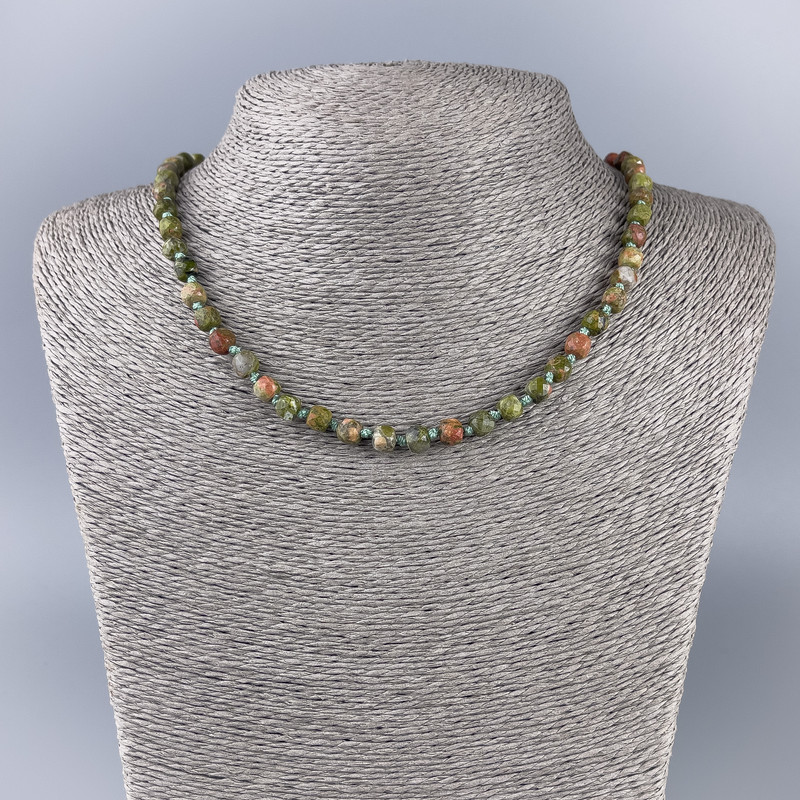 Jasper Hematite Natural Stone Faceted Cube Bead Necklace, 6x6mm Dia., 50cm Length