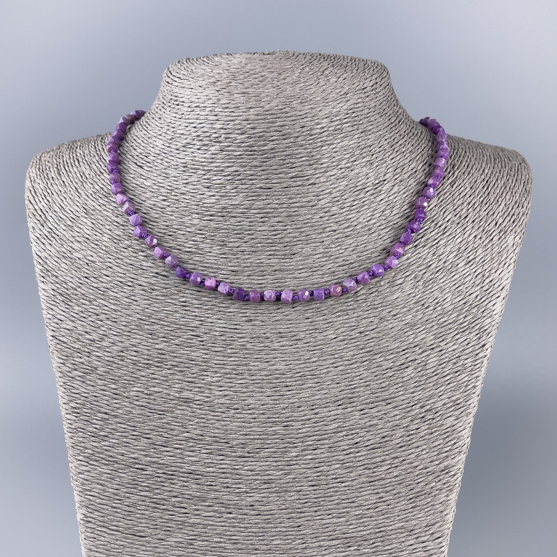 Phosphosiderite Necklace, Natural Stone, Faceted Cube, 4x4mm+/- Diameter, 50cm+ Length
