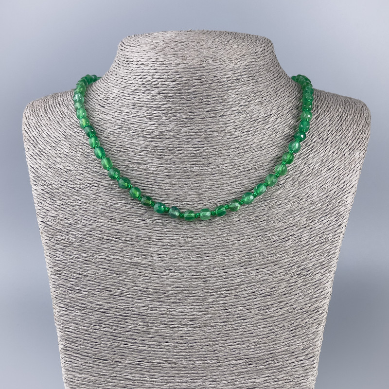 Chrysoprase Necklace Natural Stone Faceted Cube, diameter 5x5mm+-, length 49cm+