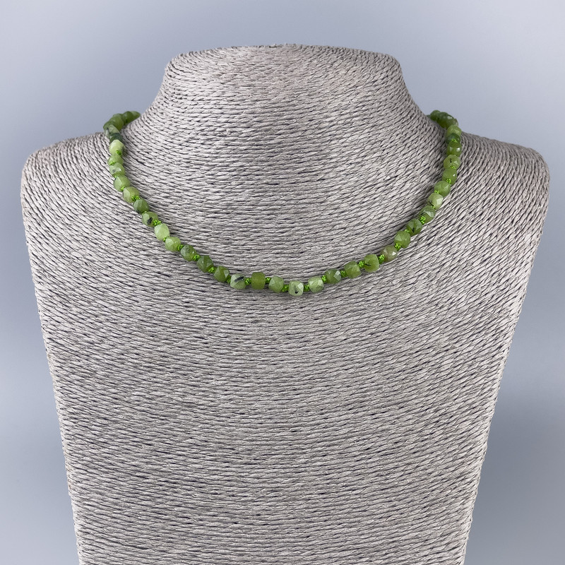 Canadian Jadeite Necklace, Natural Stone Faceted Cube, Diameter 5x5mm+-, Length 50cm+