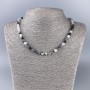 Rutilated Quartz Natural Stone Necklace, Faceted Cube, Diameter 5.5x5.5mm+/-, Length 49cm+