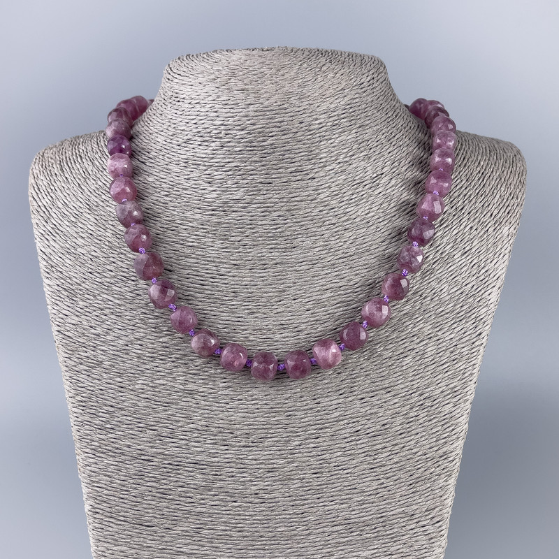 Rubellite Tourmaline Necklace Natural Stone Faceted Cube, diameter 9x9mm+/-, length 50cm+