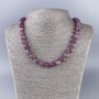 Rubellite Tourmaline Necklace Natural Stone Faceted Cube, diameter 9x9mm+/-, length 50cm+