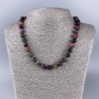 Tourmaline Necklace, Natural Stone Faceted Cube, diameter 9x9mm+-, length 50cm+