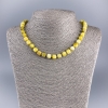 Yellow Jadeite Necklace, Natural Stone Faceted Cube, diameter 7.5x7.5mm+-, length 50cm+