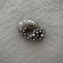Accent Brooch with Grey "Pearls", Dark Silver-Tone Metal, 40x25mm+
