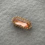 Accent Brooch with Pink Crystal and Pink Rhinestones, Gold-Tone Metal, 36x18mm+