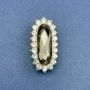 Brooch Accent with Gray Crystal and White Rhinestones in Gold-Toned Metal 36×18 mm +