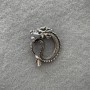 Brooch-Pendant Dragon with Pearl, silver-tone metal, 40x34mm+