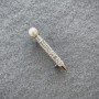 Pen Brooch with White Rhinestones and Pearl, Silver-Tone Metal, 37x6mm+