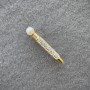 Pen Brooch with White Rhinestones and Pearl, Gold-Tone Metal, 37x6mm+