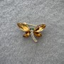Dragonfly Brooch with Yellow and White Crystals, Gold-Tone Metal, 20x28mm+