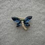 Dragonfly Brooch with Blue and White Crystals, Gold-Tone Metal 20x28mm+