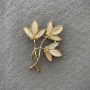 Flower Brooch, White Cat's Eye, gold-tone metal, 58x49mm+