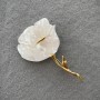 White Poppy Brooch, Pearlescent Gold-Tone Metal, 76x46mm+