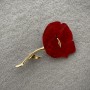 Red Poppy Flower Brooch, mother-of-pearl, gold-tone metal, 76x46mm+
