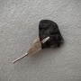 Calla Lily Flower Brooch, black and grey mother-of-pearl, silver metal, 76x44mm+