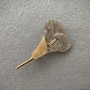 Calla Flower Brooch, grey and white mother-of-pearl, golden metal, 76x44mm+