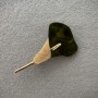 Calla Flower Brooch, green and white mother-of-pearl, golden metal, 76x44mm+