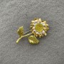 Sunflower Brooch, golden metal with yellow rhinestones, 54x37mm+