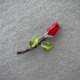 Brooch Red Rose Enamel Silver-toned Metal 60x26mm+